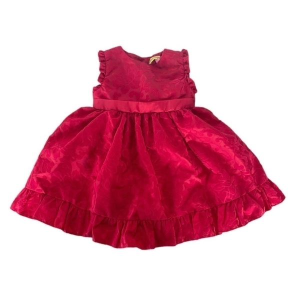 Penelope Mack Red Velvet Flocked Damask Dress - Picture 1 of 7